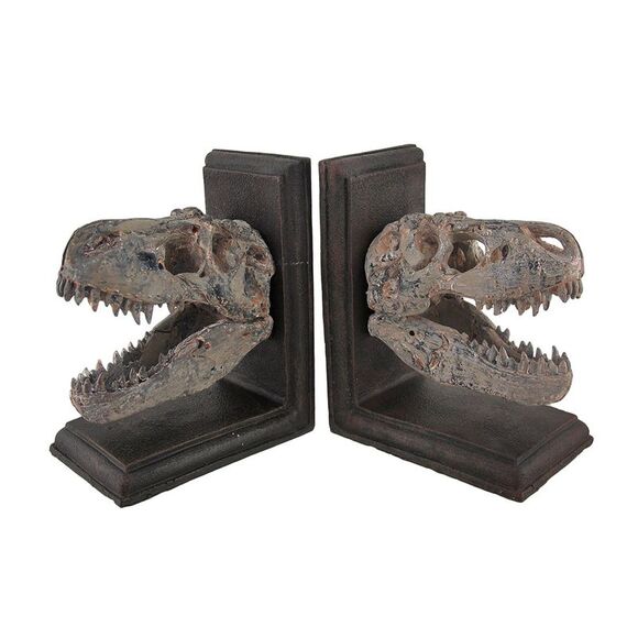 Set of 2 Tyrannosaurus Rex T-Rex Skull Bookends - Picture 1 of 4